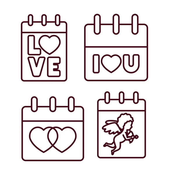 Isolated love calendars icon line vector design — Stock Vector