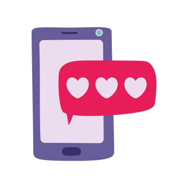 İzole kalp kabarcığı ve akıllı telefon vektör tasarımı