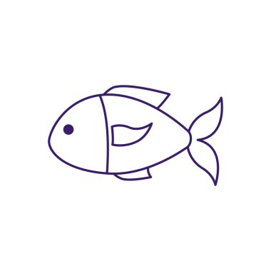 İzole edilmiş balık simgesi vektör çizgisi tasarımı