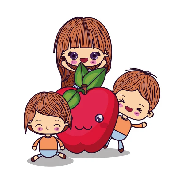 Kawaii girl and boys cartoon vector design — Stock vektor