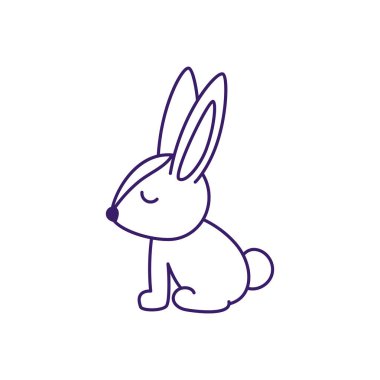 İzole edilmiş tavşan çizgi çizgisi vektör tasarımı