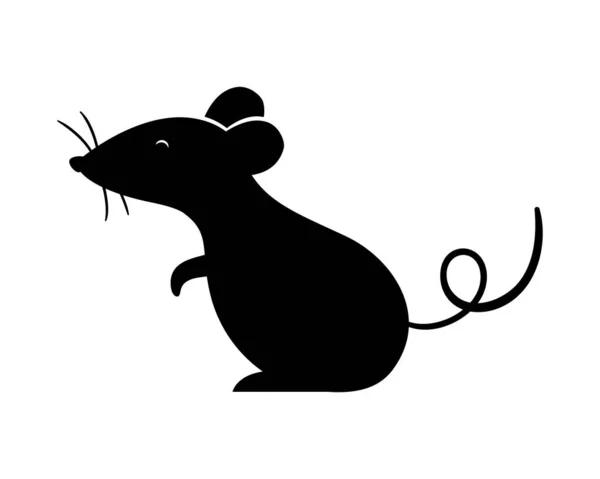 Diseño aislado del vector de silueta de ratón — Vector de stock