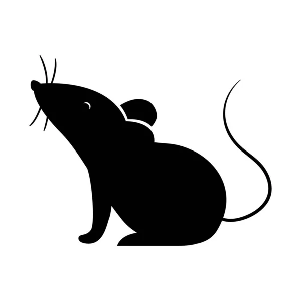 Diseño aislado del vector de silueta de ratón — Vector de stock