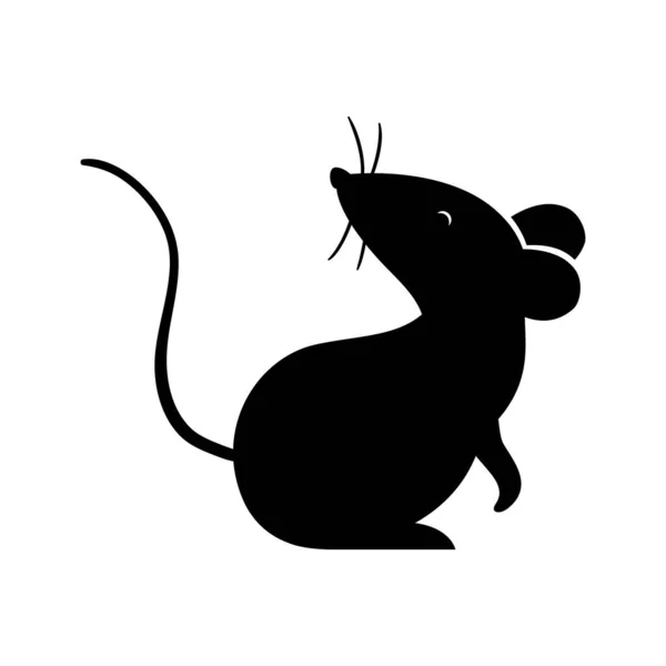 Diseño aislado del vector de silueta de ratón — Vector de stock