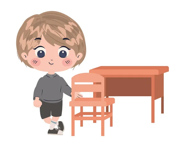 Isolerad pojke tecknad och skrivbord vektor design — Stock vektor