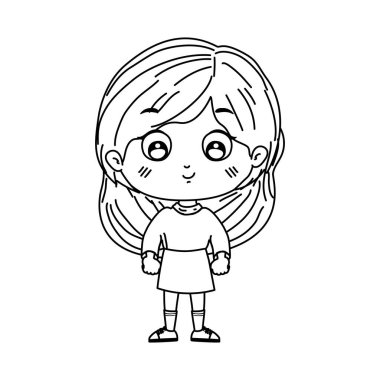 İzole kız çizgi film vektör tasarımı