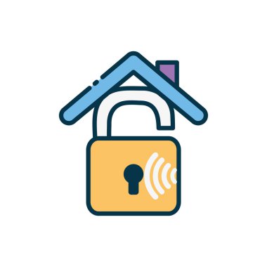 Akıllı ev vektör tasarımının ev ve asma kilidi