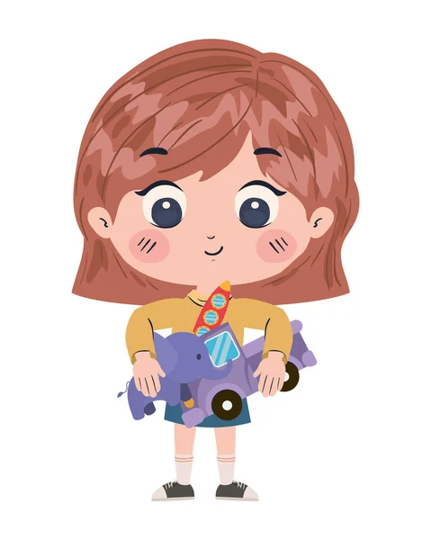 Isolerad flicka tecknad med leksaker vektor design — Stock vektor