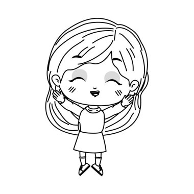 İzole kız çizgi film vektör tasarımı