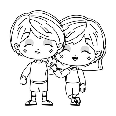 kız ve erkek çizgi film vektör tasarımı