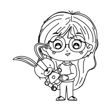 İzole kız çizgi film vektör tasarımı