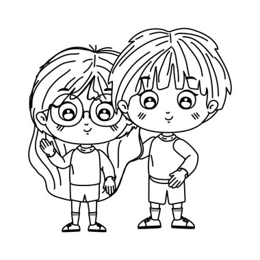 kız ve erkek çizgi film vektör tasarımı