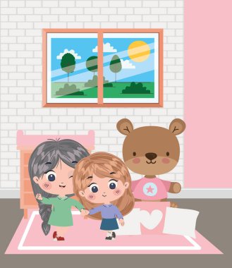 Mutlu kızlar vektör tasarımı