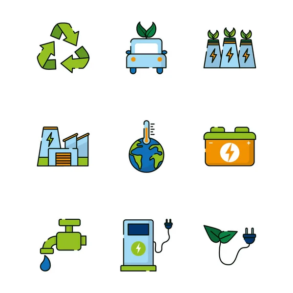 Isolated ecology and bio icon set vector design — Stock Vector