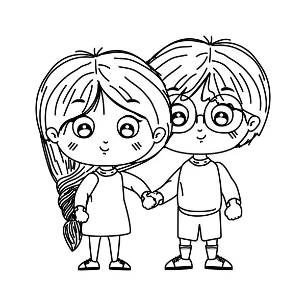 Girl and boy cartoon vector design