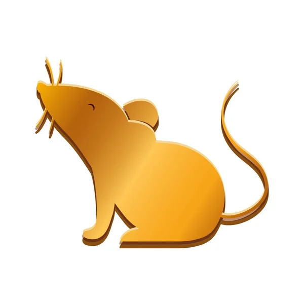 Diseño aislado de vectores de ratón de oro — Vector de stock