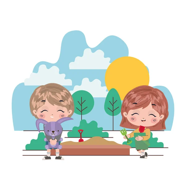 Meisje en jongen cartoon vector ontwerp — Stockvector