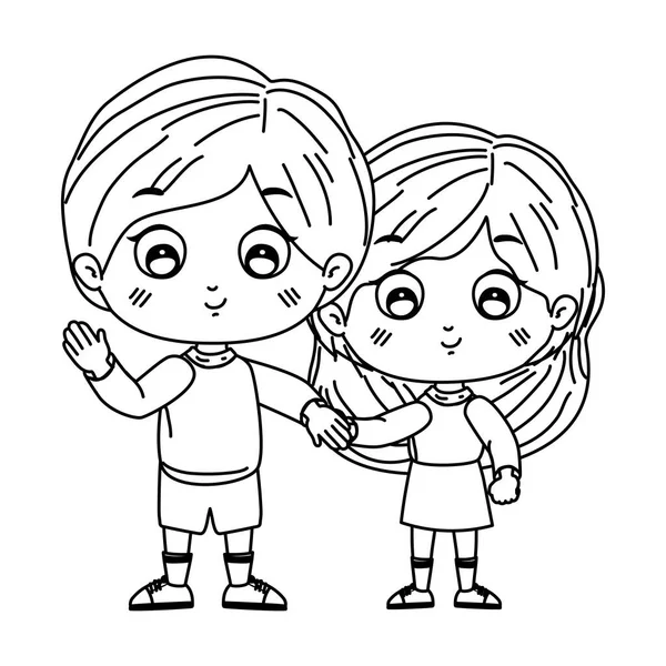 Gadis dan boy cartoon vector design - Stok Vektor