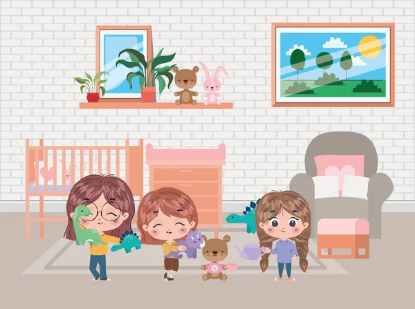 Mutlu kızlar vektör tasarımı