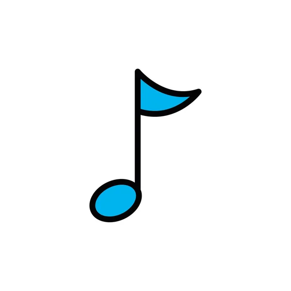 Diseño de vectores de relleno de icono de nota de música aislado — Archivo Imágenes Vectoriales