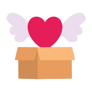 İzole kalp ve kutu vektör tasarımı