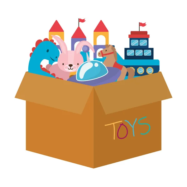 Ізольовані іграшки та коробка Векторний дизайн — стоковий вектор