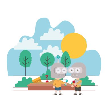 Teknoloji robotlar karikatürler vektör tasarımı