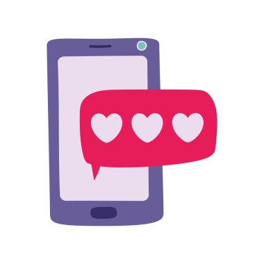 İzole kalp kabarcığı ve akıllı telefon vektör tasarımı