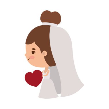 Gelinlik vektör tasarımlı gelin karikatürü