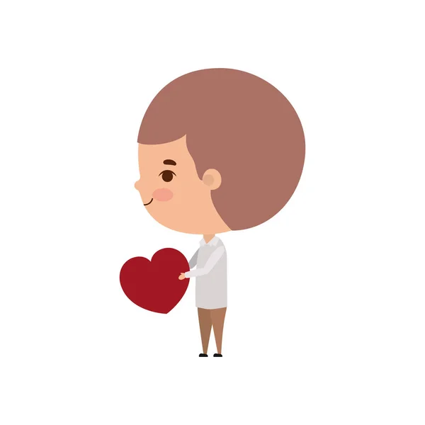 Desenho animado menino isolado com design de vetor de coração — Vetor de Stock