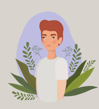 Man with leaves drawing vector design