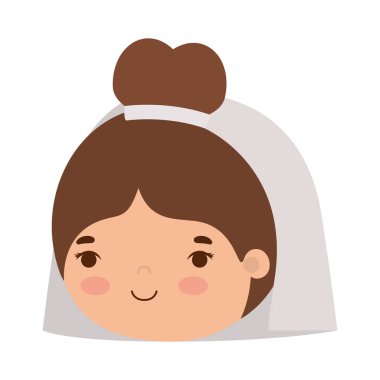 Düğün duvağı vektör tasarımlı gelin karikatürü