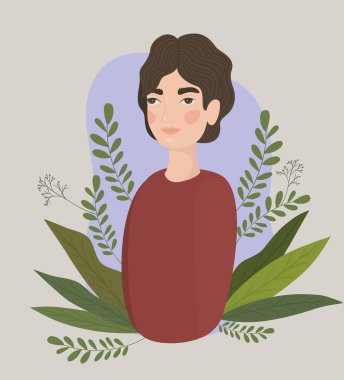 Man with leaves drawing vector design