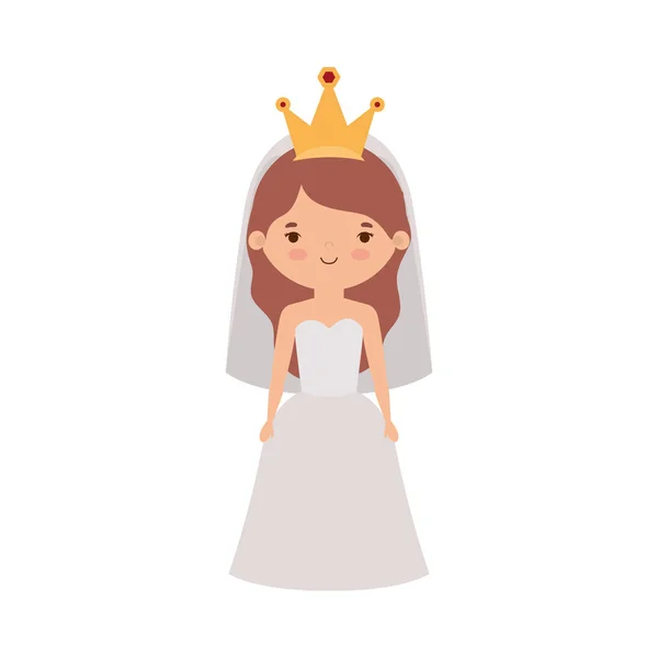 Bride cartoon with wedding dress vector design — Stock Vector