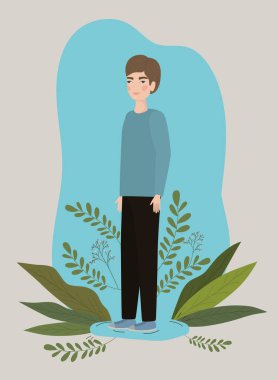 Man with leaves drawing vector design