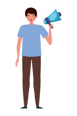 İnsan hakları vektör tasarımını protesto eden adam