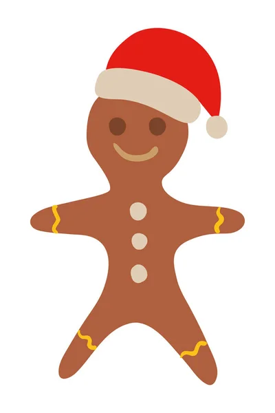 Merry christmas gingerbread doll vector design — Stock Vector