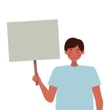 İnsan hakları vektör tasarımını protesto eden adam