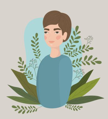 Man with leaves drawing vector design