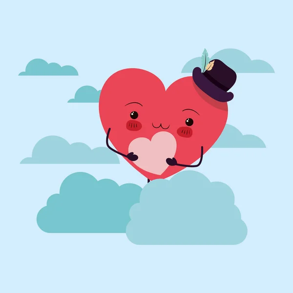 Ευτυχής Αγίου Βαλεντίνου καρδιά κινουμένων σχεδίων διανυσματικό σχεδιασμό — Διανυσματικό Αρχείο