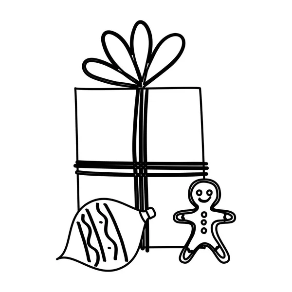 Feliz Navidad esfera cookie y regalo vector de diseño — Archivo Imágenes Vectoriales