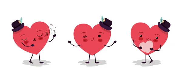 Boldog Valentin szív rajzfilmek vektor tervezés — Stock Vector