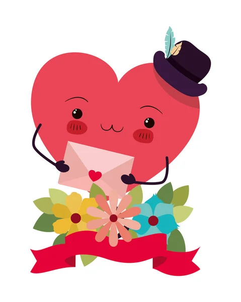 Felice cuore di San Valentino disegno vettoriale del fumetto — Vettoriale Stock