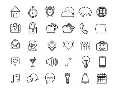 Kullanıcı arayüzü ve sosyal medya çizgi simgesi dizaynı