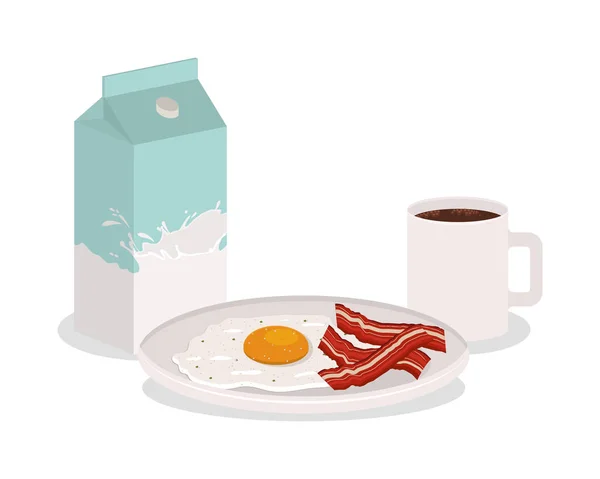 Delicioso café da manhã ovo e bacon vector design — Vetor de Stock