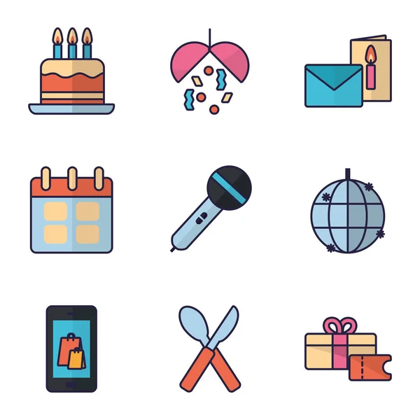 Isolated party icon set vector design — Stock Vector