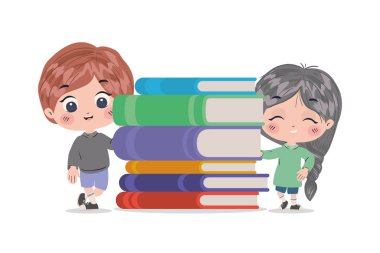 Okul çocukları çizgi film vektör tasarımı