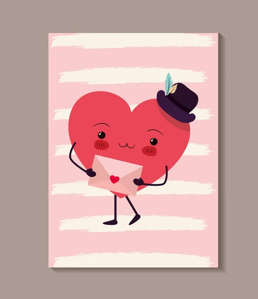 Feliz San Valentín corazón diseño de vectores de dibujos animados — Vector de stock