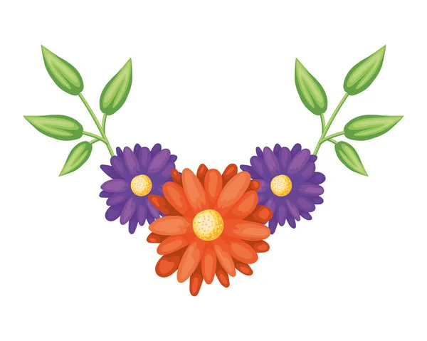 Virágok és levelek dísz vektor tervezés — Stock Vector