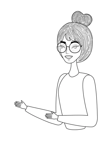 Cute woman cartoon drawing vector design — ストックベクタ
